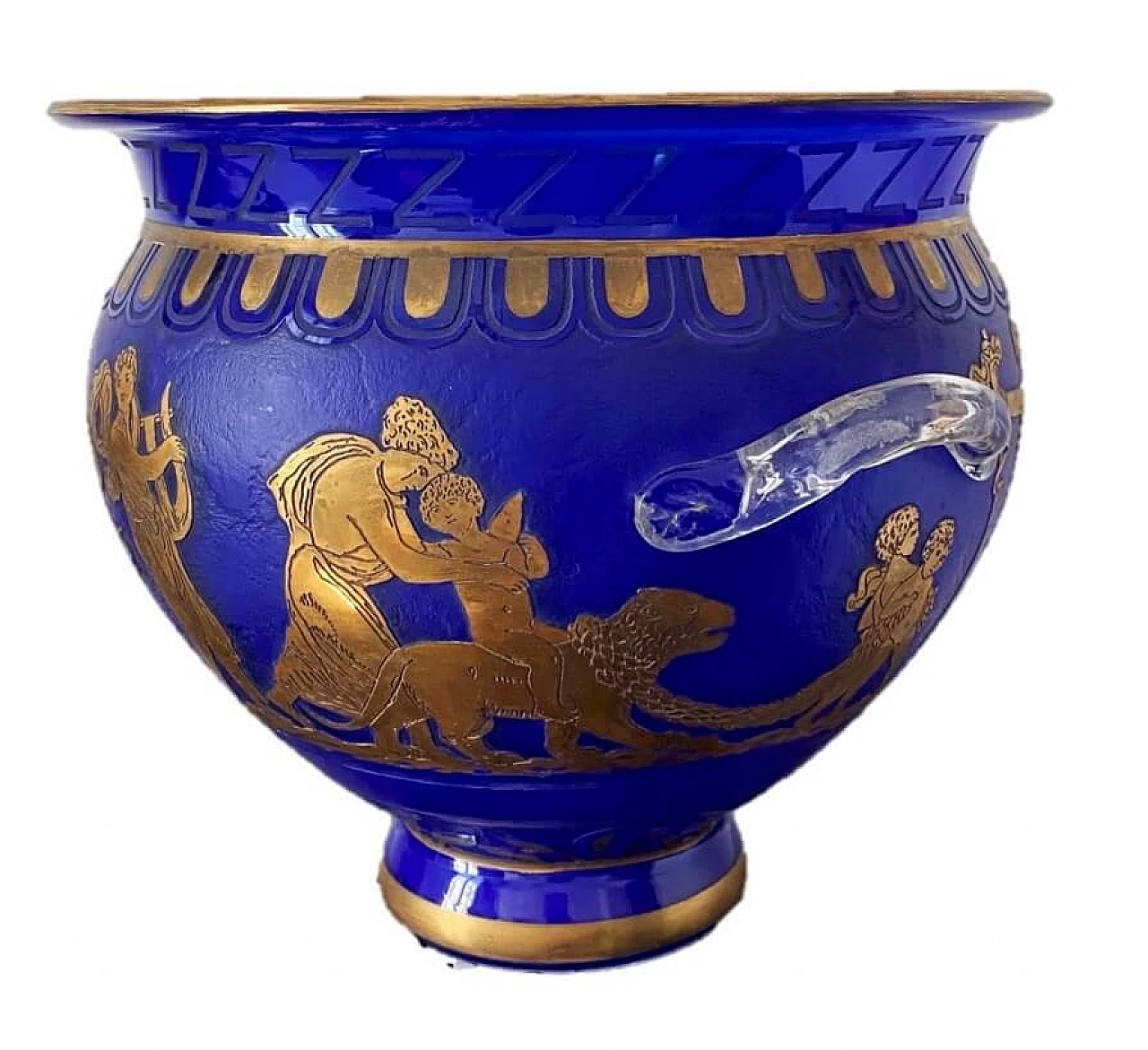 Vaso in vetro blu Loetz con decori in oro, anni '20 1466507