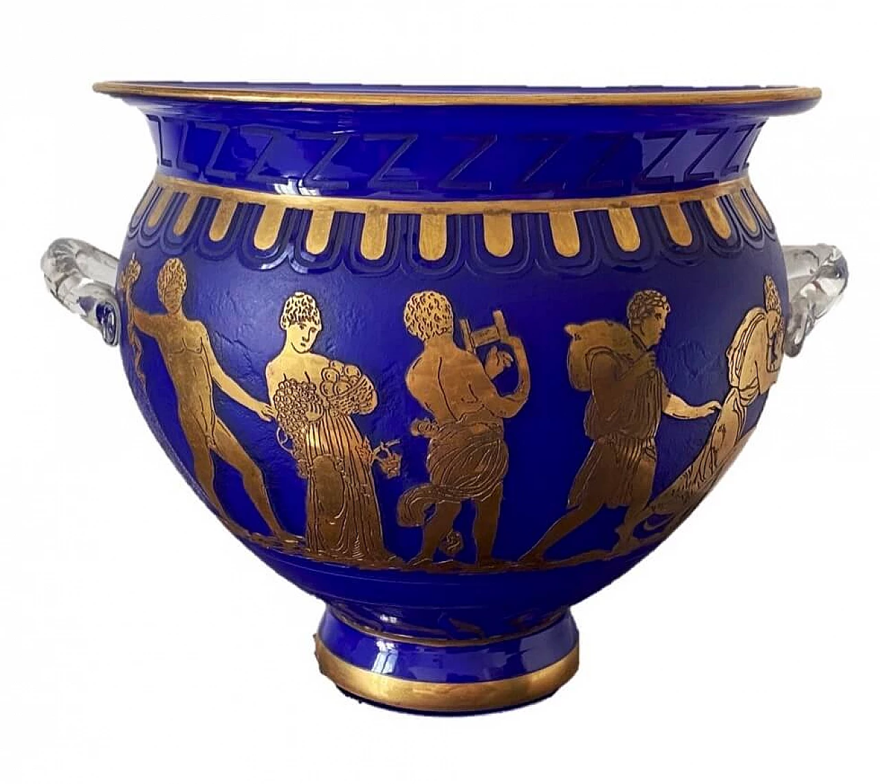 Vaso in vetro blu Loetz con decori in oro, anni '20 1466509
