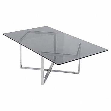 Glass and steel table by Introini for Vip's Residence, 1970s
