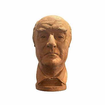 Sculpture of a nobleman's face in terracotta by Valerio Pilon, 50s