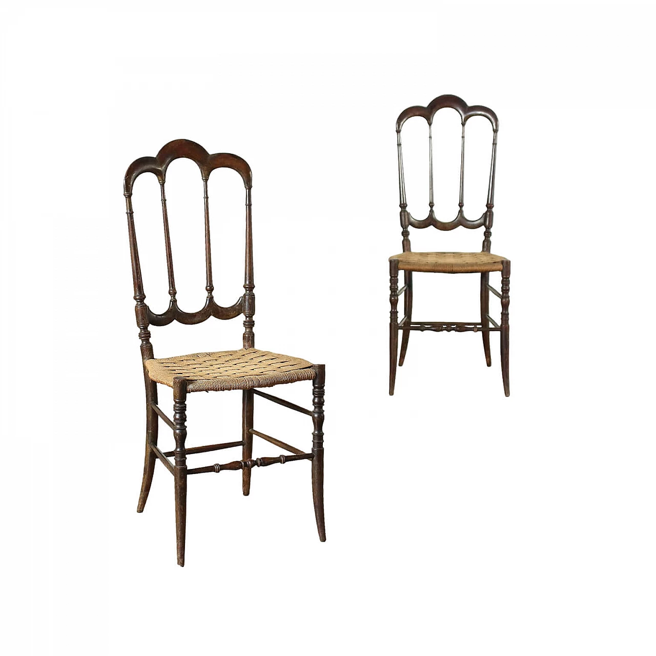 Pair of Chiavari chairs with stuffed seat, 19th century 1466755