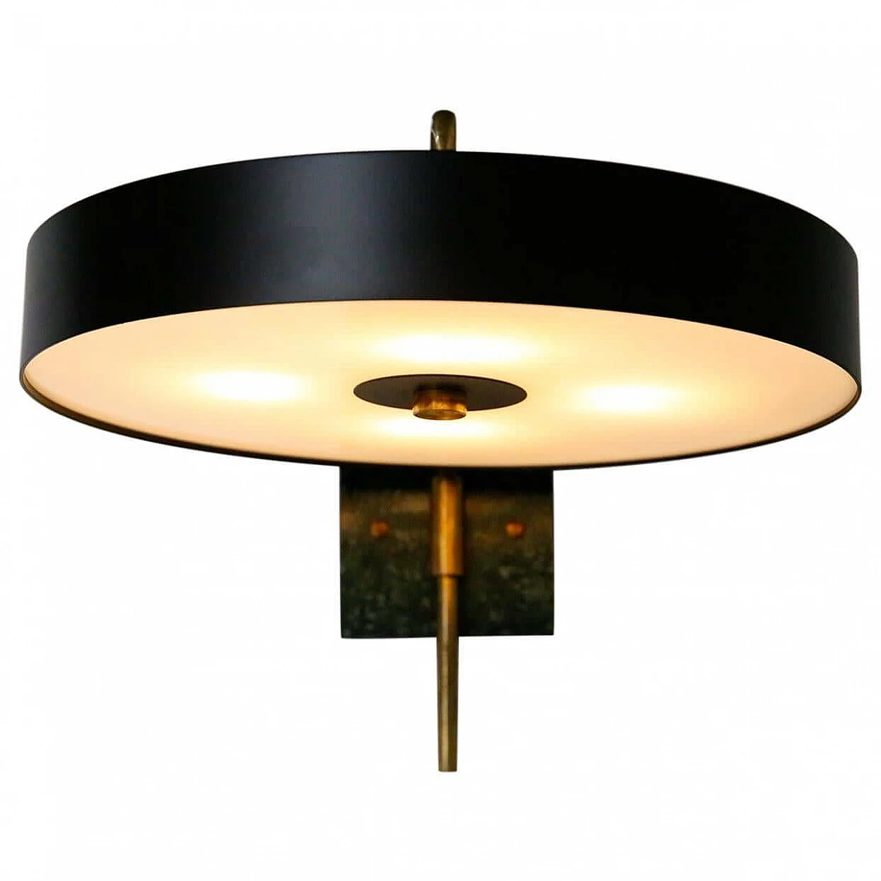 Lampada da parete in alluminio nero e marmo verde 1466990