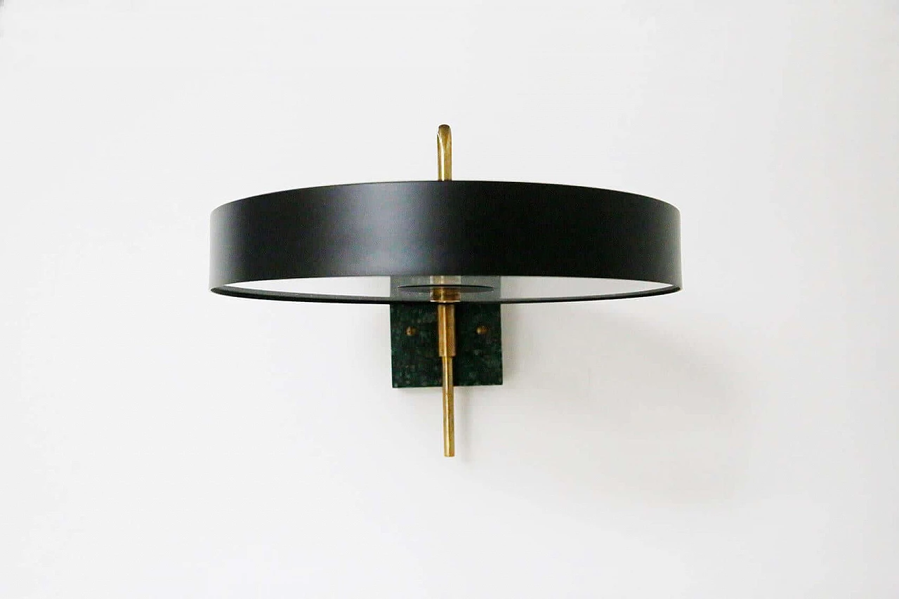 Black aluminium and green marble wall lamp 1466991