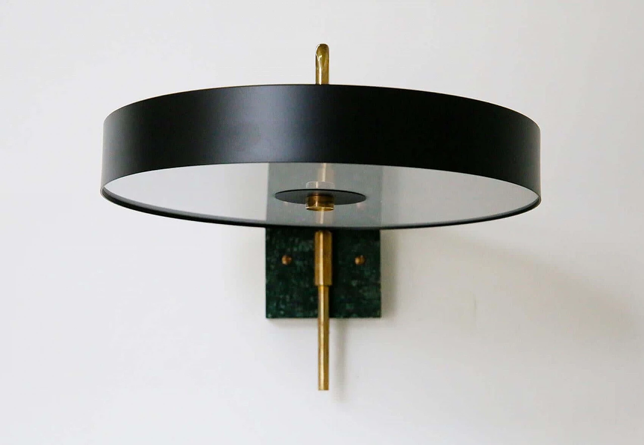 Black aluminium and green marble wall lamp 1466992