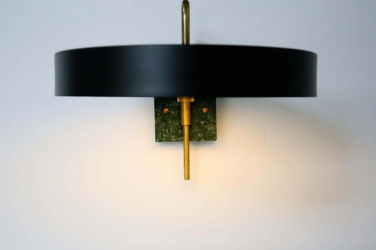 Black aluminium and green marble wall lamp 1466993