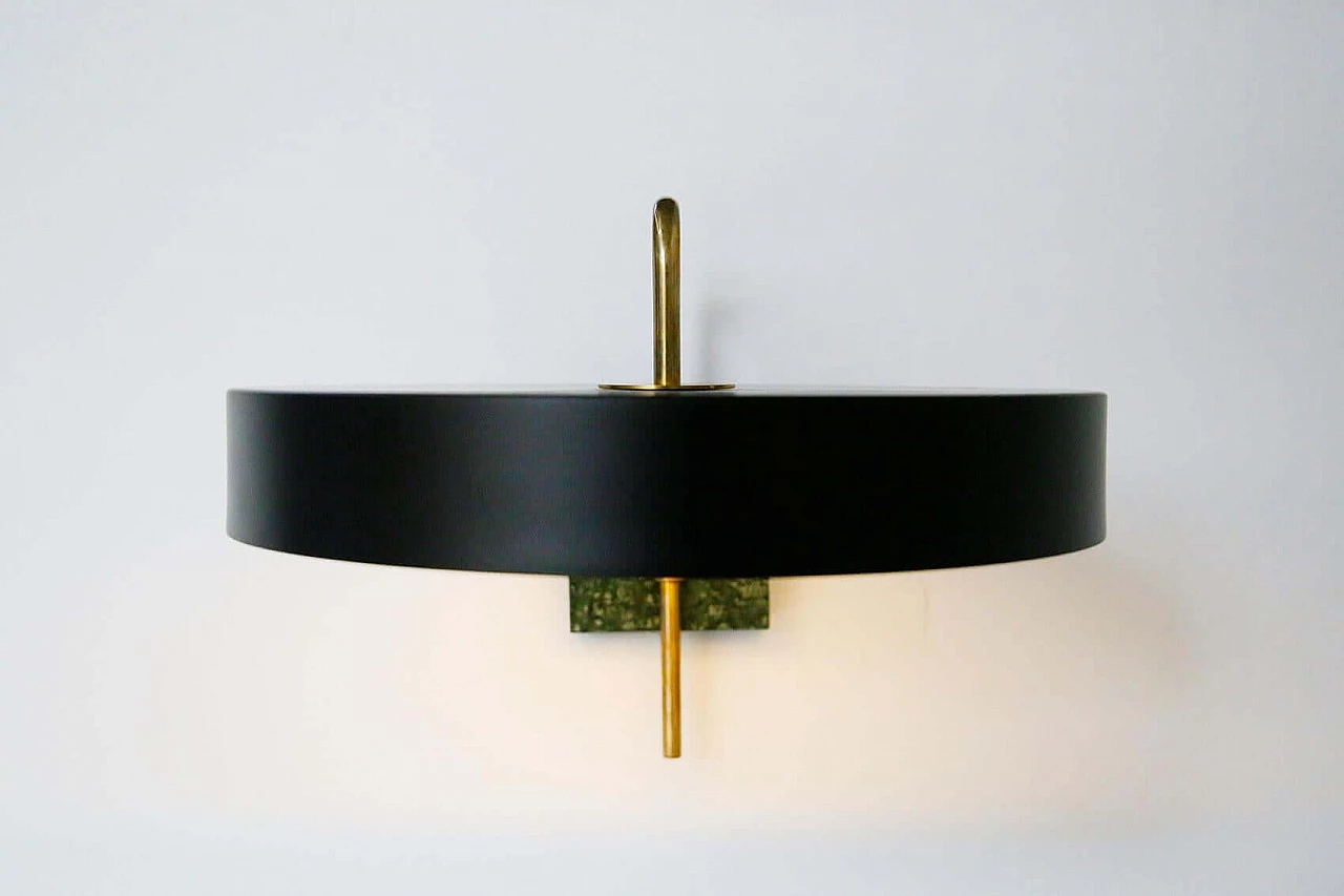 Black aluminium and green marble wall lamp 1466998