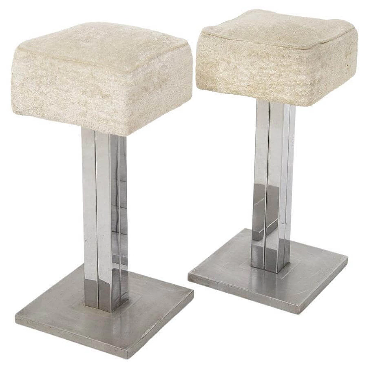 Velvet and steel stools by Vittorio Introini, 1970s 1467155