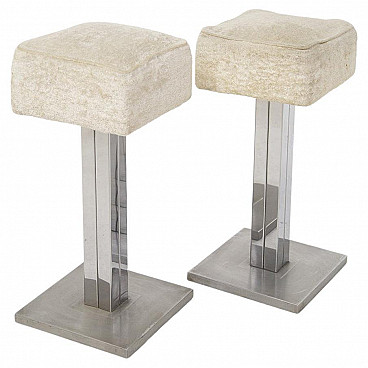 Velvet and steel stools by Vittorio Introini, 1970s
