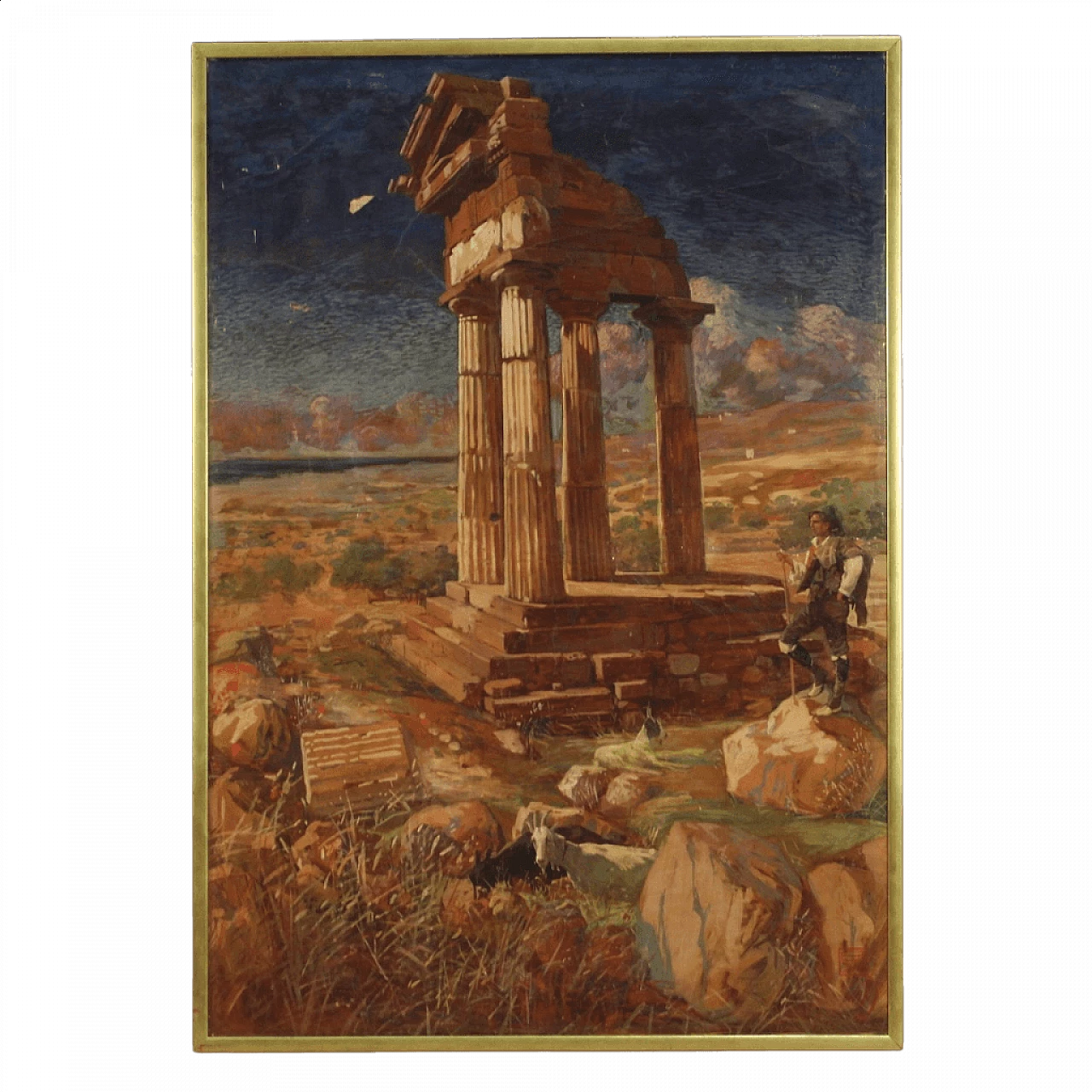 Tempio dei Dioscuri di Agrigento, dipinto italiano tecnica mista su carta 1467173