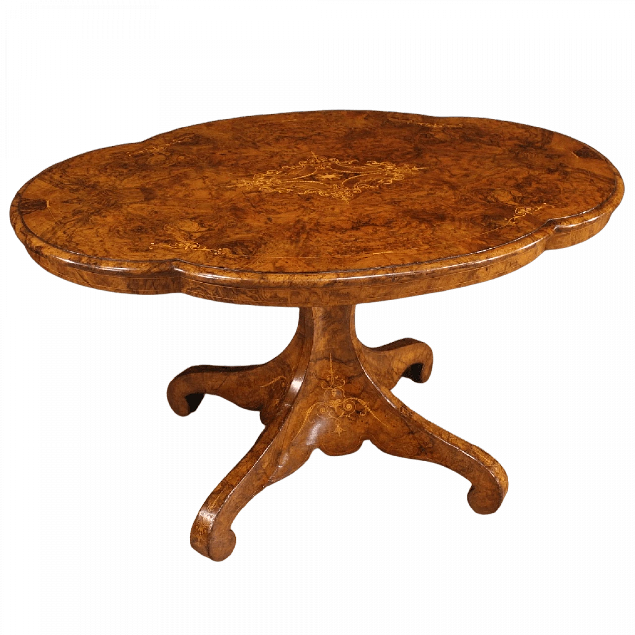 Charles X style table in walnut and maple root, 19th century 1467175