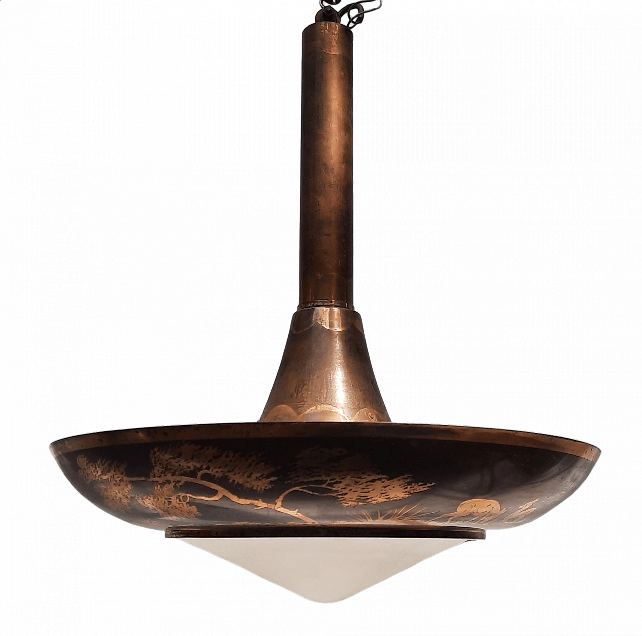 Art Deco style bronze and glass chandelier, 1920s 1467337