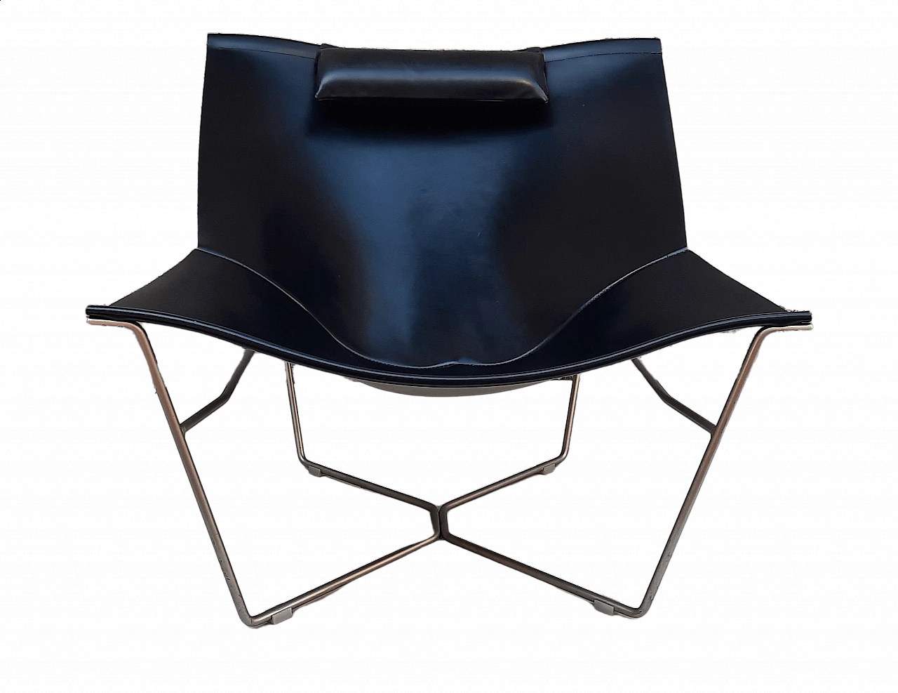 Poltrona in cuoio e acciaio di David Weeks per Habitat, anni '90 1467350