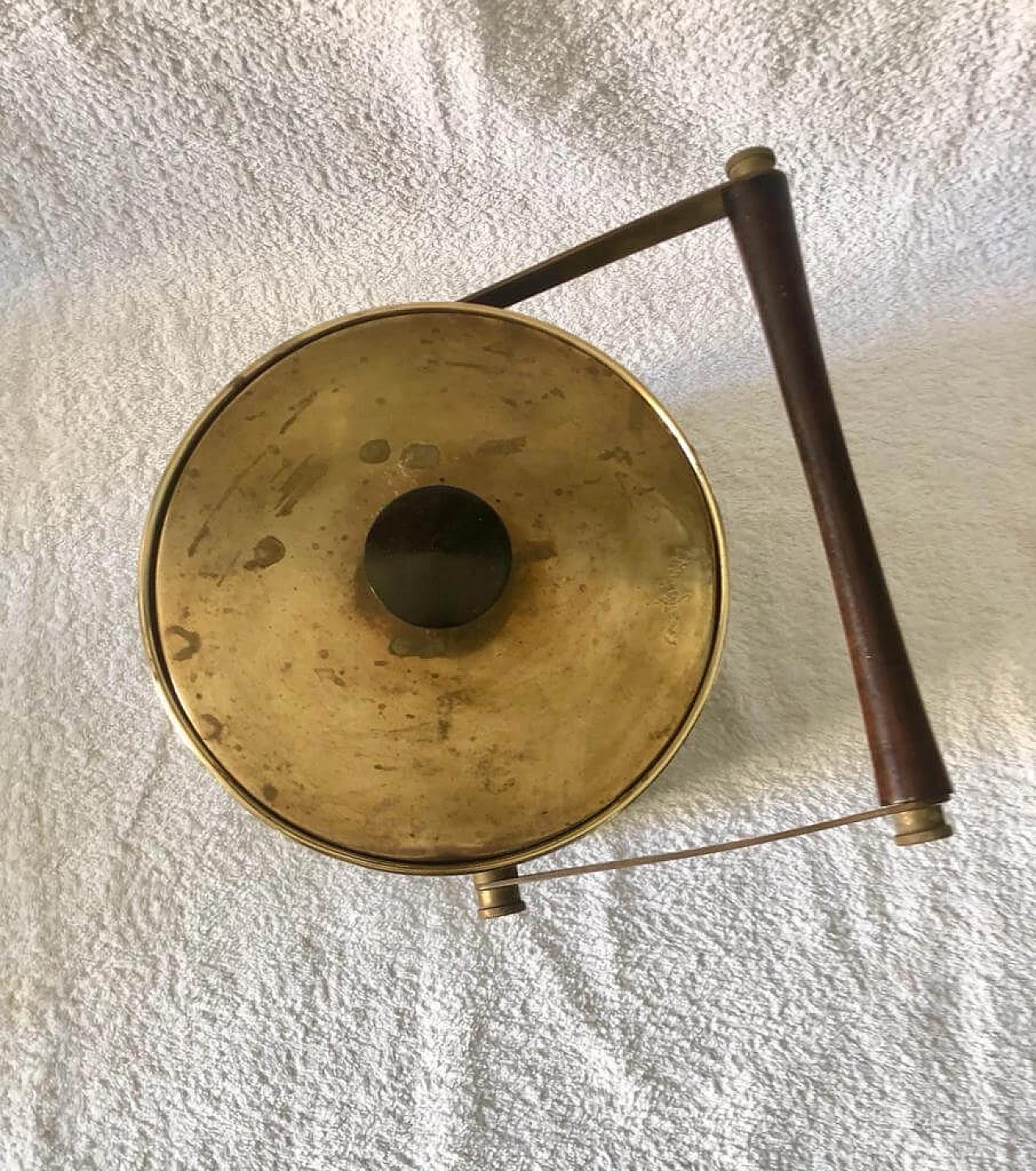 Ice bucket in wood, solid brass and plastic, 50s 1468243