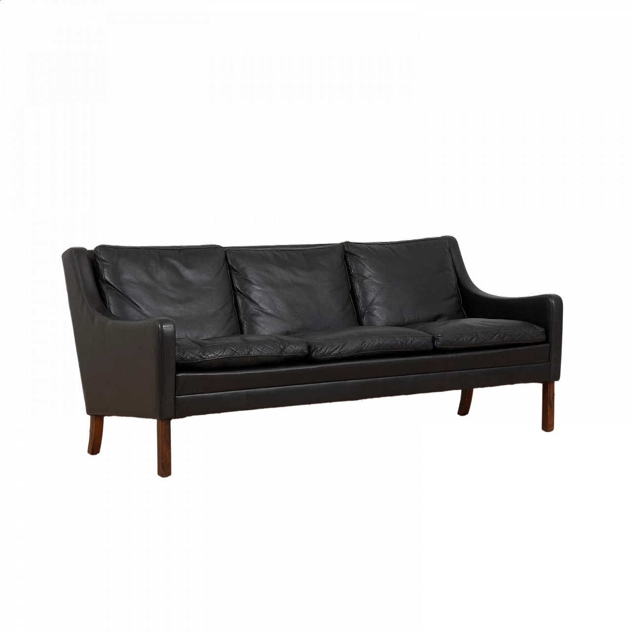 Sofa in the style of Borge Mogensen in leather and rosewood, 60s 1468344