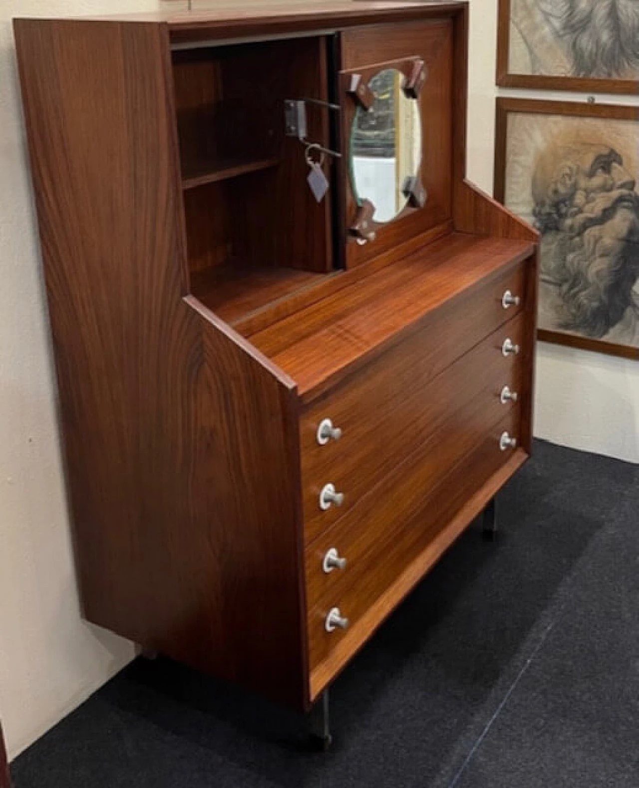 Cassettone con petineuse di George Coslin per 3V, anni '50 1468349