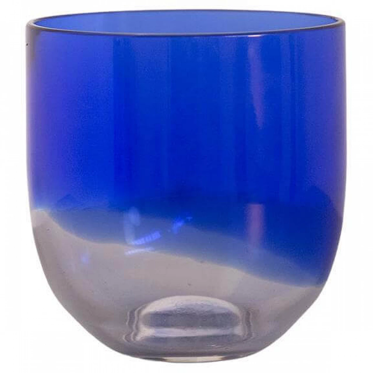 Vaso in vetro blu e trasparente di Tapio Wirkkala per Venini, anni '70 1468433