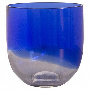 Blue and transparent glass vase by Tapio Wirkkala for Venini, 1970s