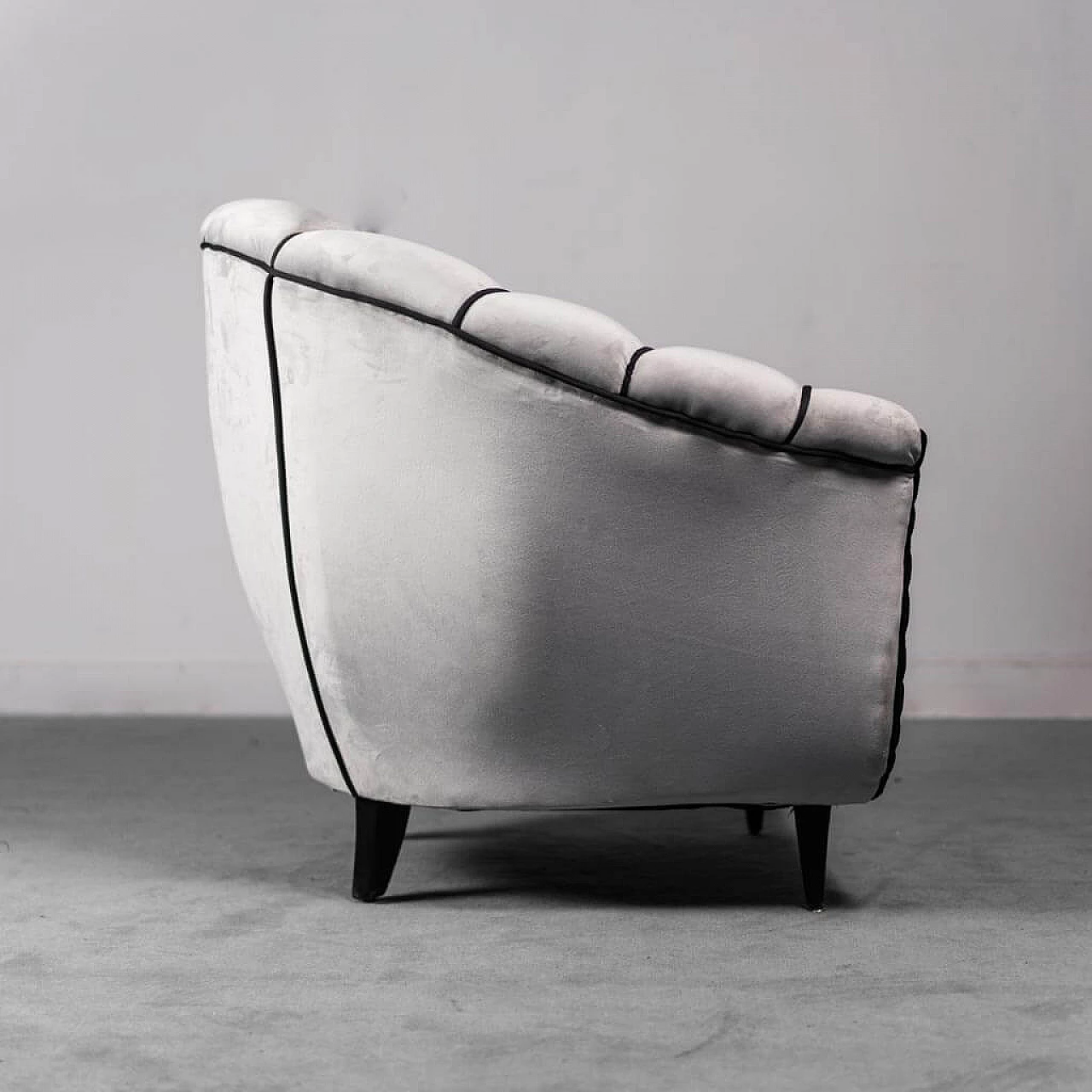 Grey and black velvet armchair, 1950s 1468584