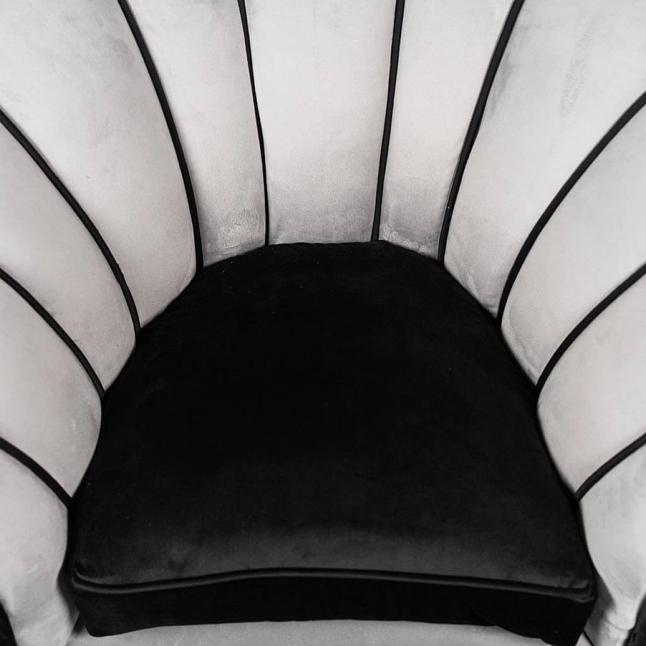 Grey and black velvet armchair, 1950s 1468587