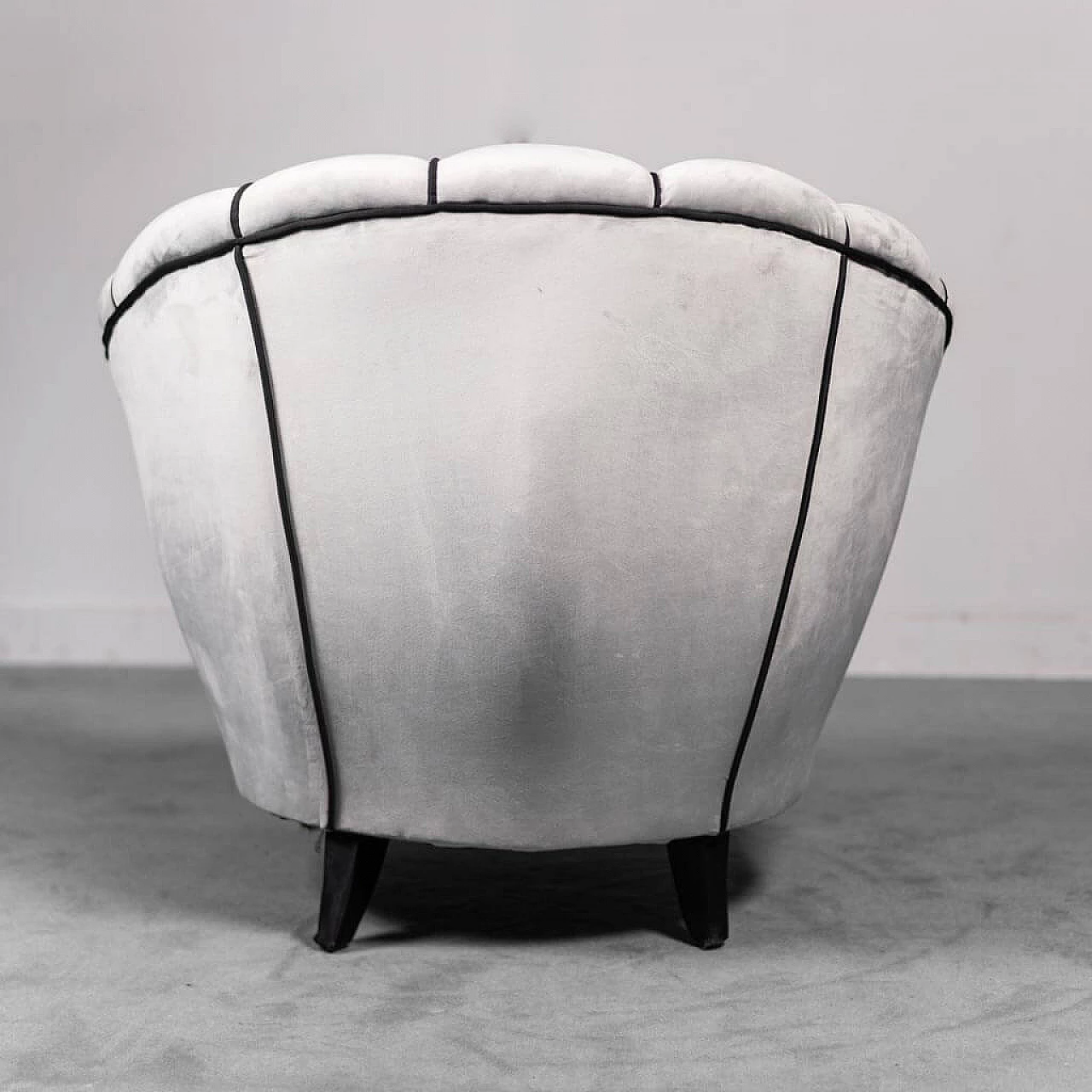 Grey and black velvet armchair, 1950s 1468588