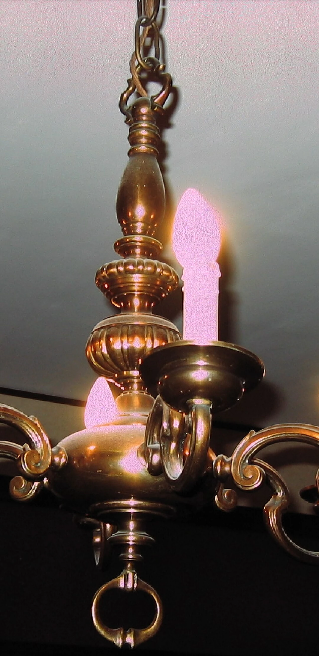 Brass chandelier with 6 lights, 1940s 1469181