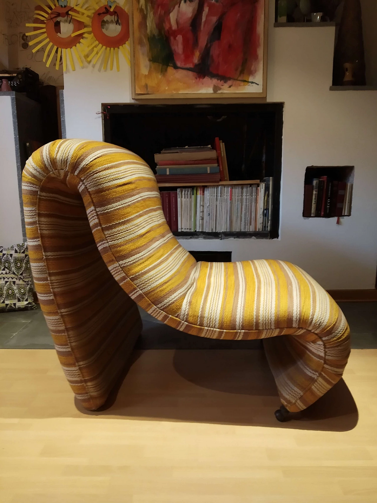 Poltrona Bruco rivestita in tessuto, anni '60 1469225