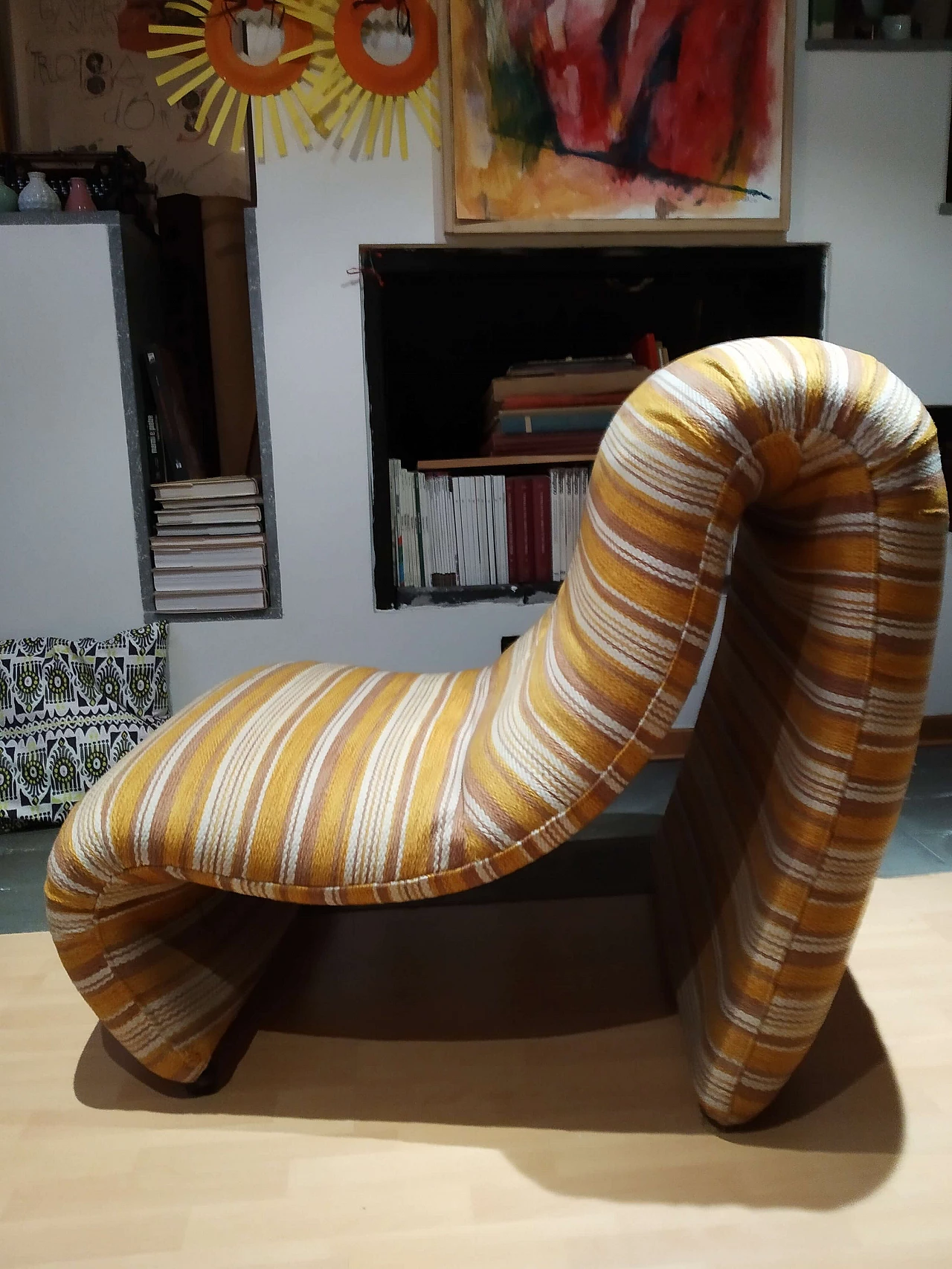 Poltrona Bruco rivestita in tessuto, anni '60 1469264