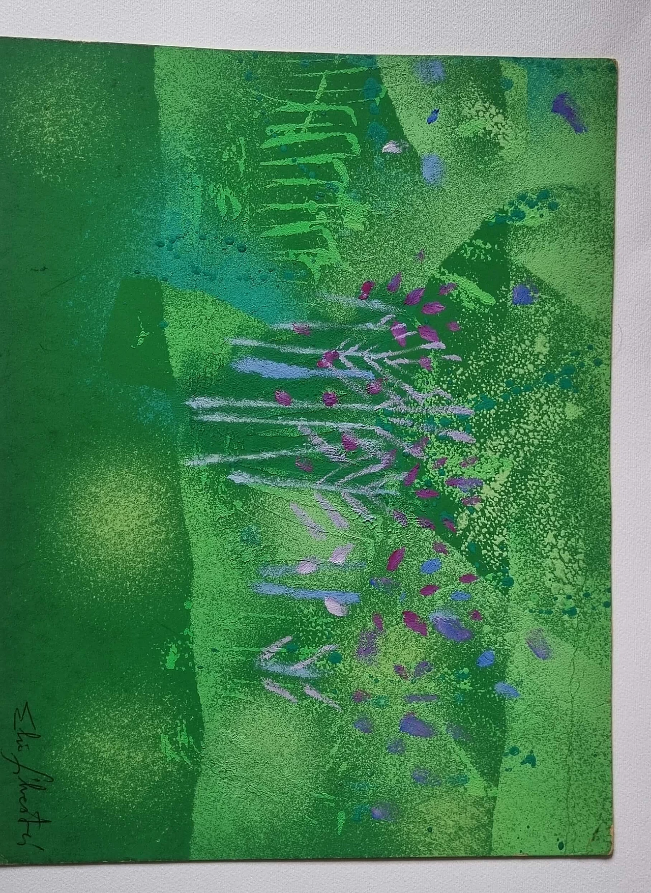 Tempera on cardboard Meadow and purple forest by Elio Silvestri, 1960s 1469846