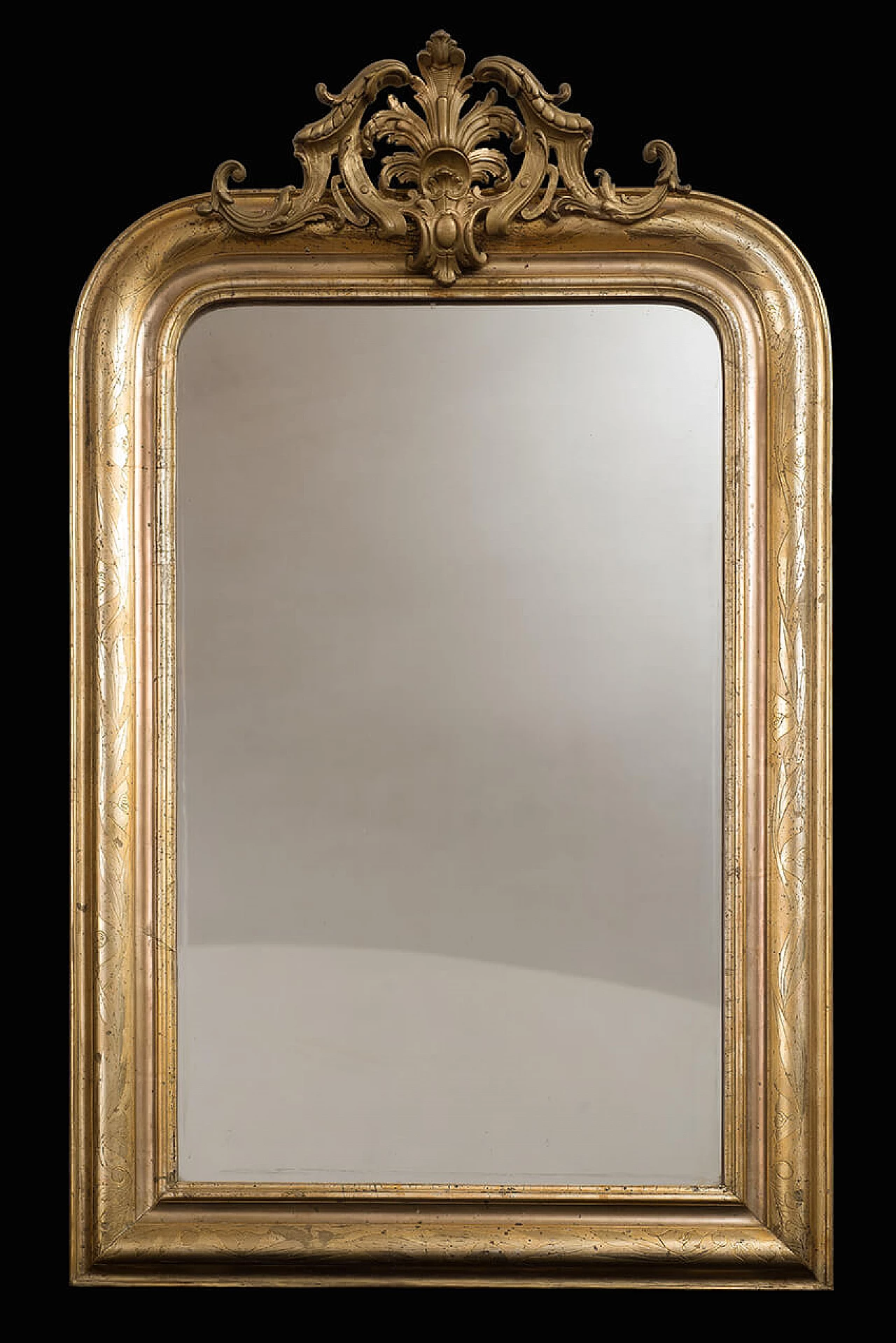 Specchiera in stile Napoleone III in legno dorato, del '800 1469878