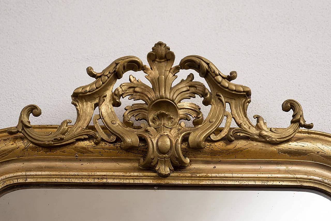 Specchiera in stile Napoleone III in legno dorato, del '800 1469879