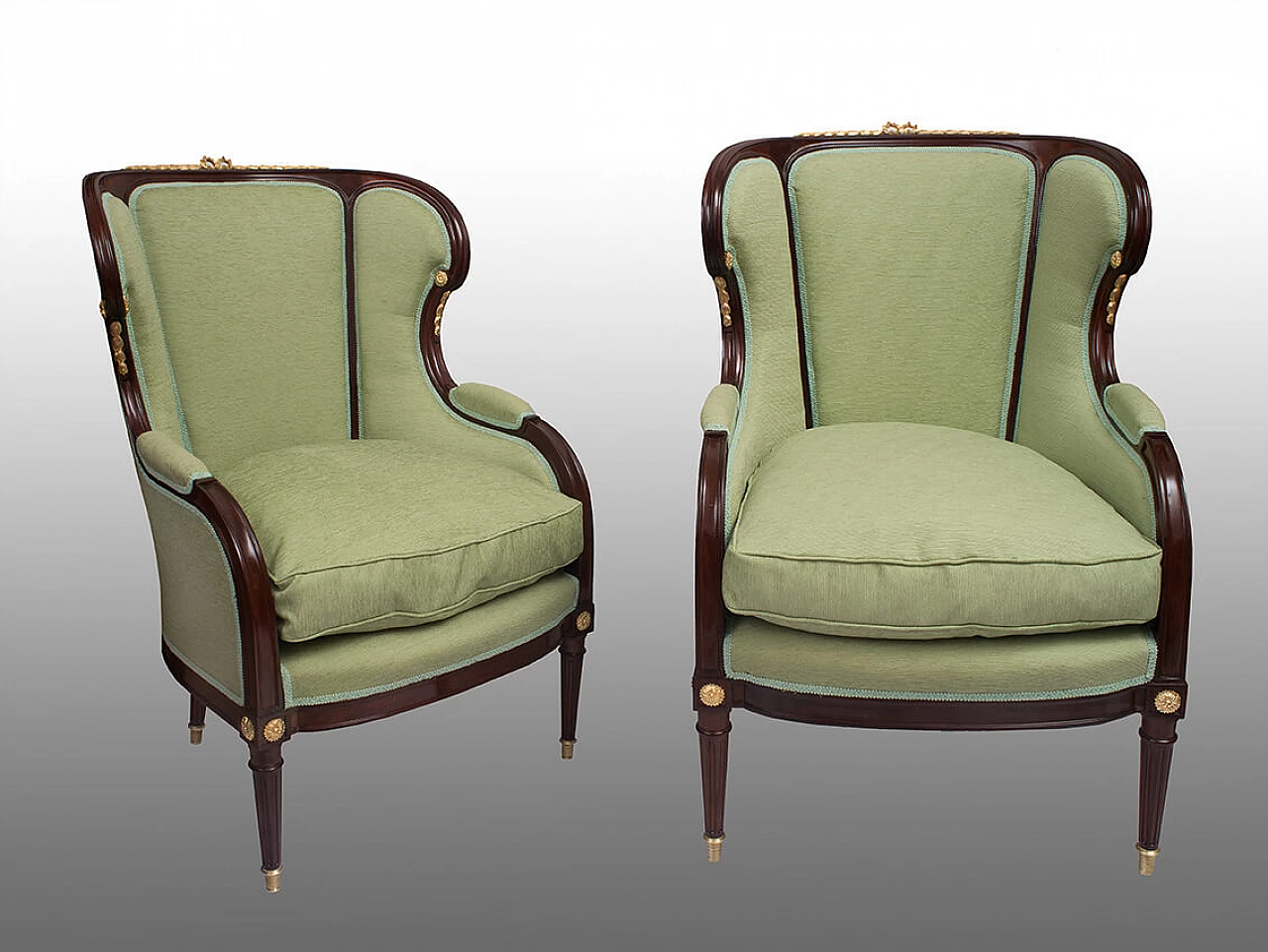 Pair of Napoleon III style armchairs in mahogany, 19th century 1469903