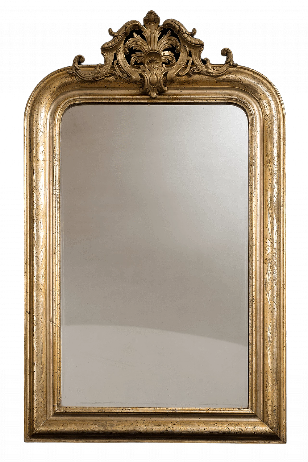 Specchiera in stile Napoleone III in legno dorato, del '800 1470145