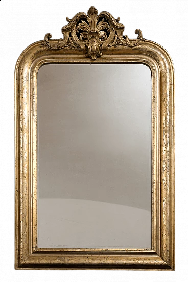 Specchiera in stile Napoleone III in legno dorato, del '800
