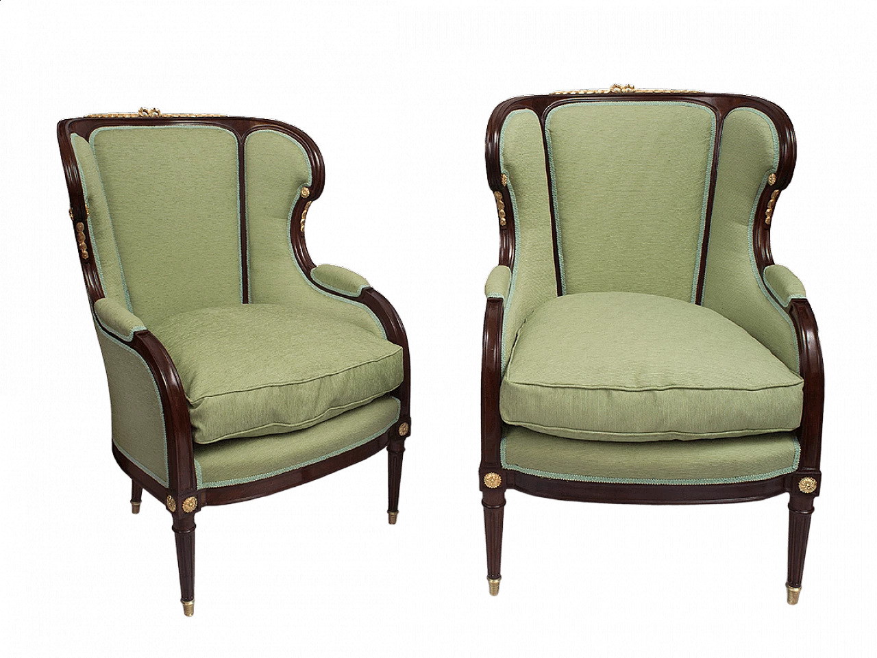 Pair of Napoleon III style armchairs in mahogany, 19th century 1470221