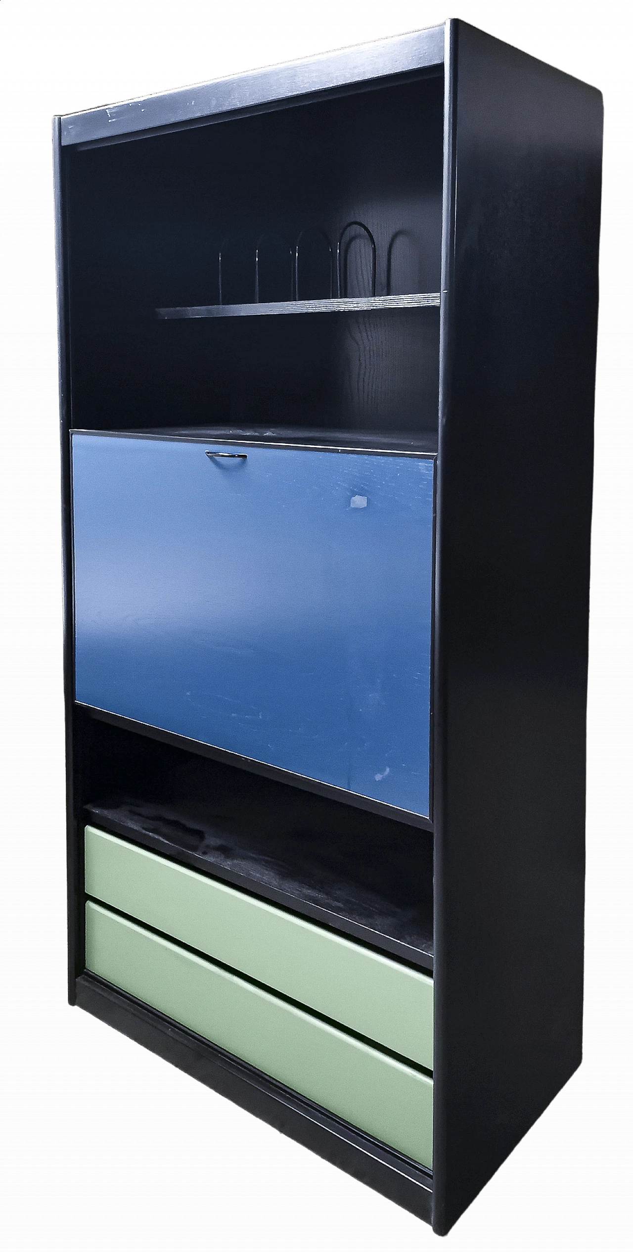 TV cabinet with drawers and sliding shutter door in wood by Mobilieri Artigiani Stradella, 90s 1470264