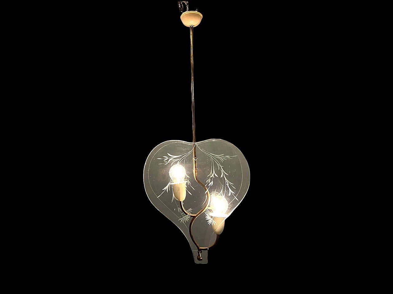Etched glass chandelier by Pietro Chiesa, 1940s 1470305