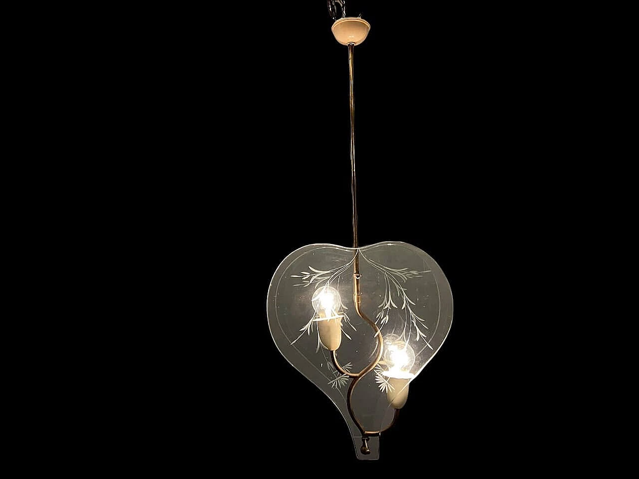 Etched glass chandelier by Pietro Chiesa, 1940s 1470314