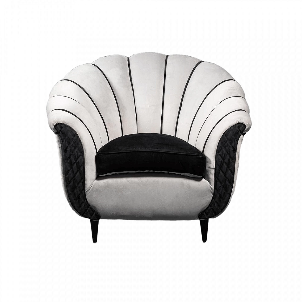 Grey and black velvet armchair, 1950s 1470315