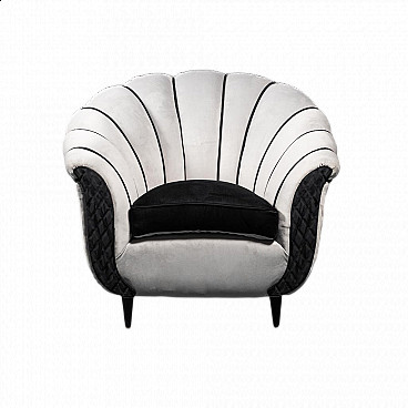 Grey and black velvet armchair, 1950s