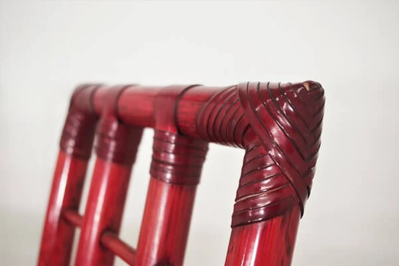 6 Sedie e tavolo in bambù rosso di Arturo Pozzoli, anni '80 1470727