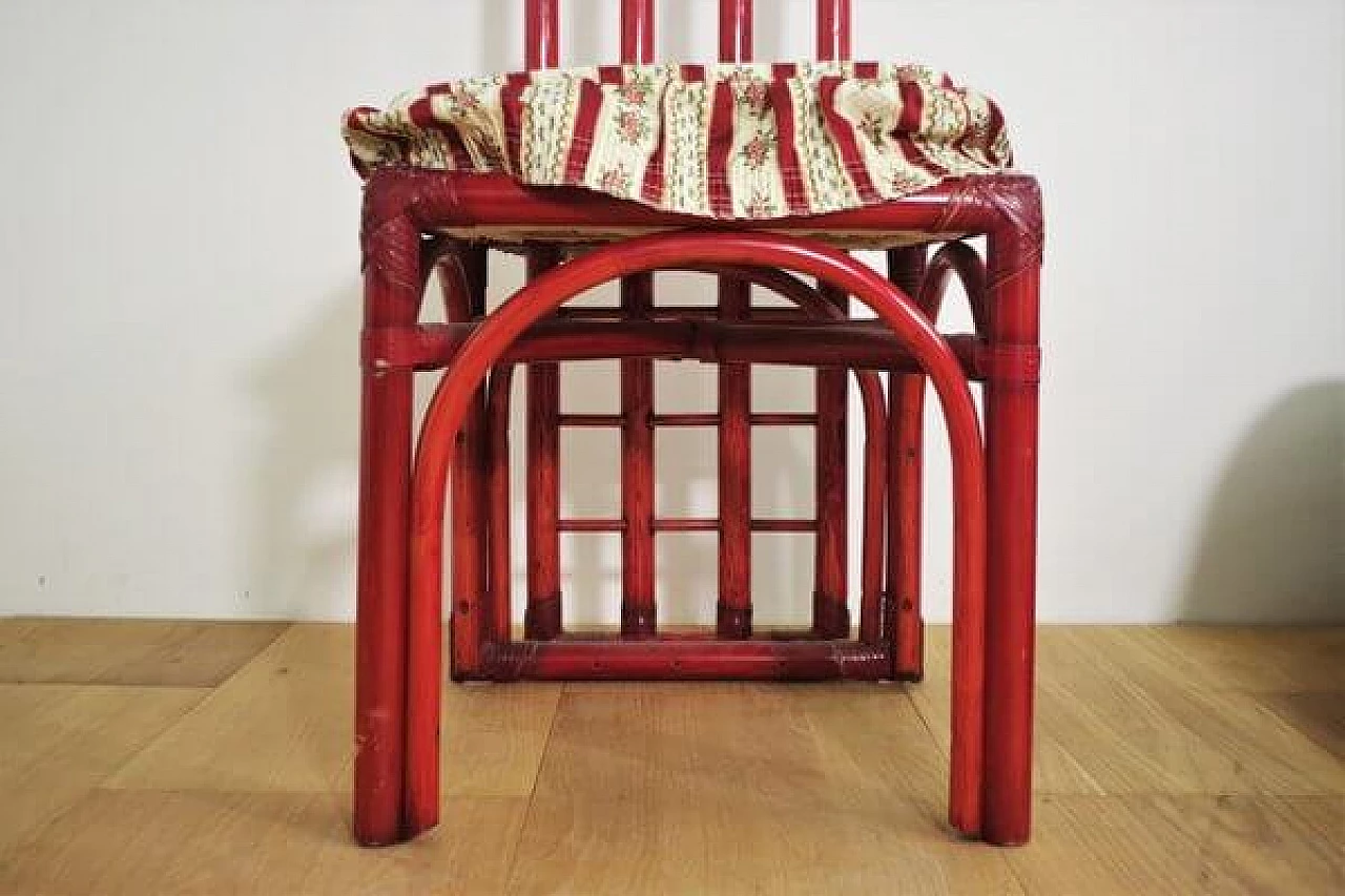 6 Sedie e tavolo in bambù rosso di Arturo Pozzoli, anni '80 1470735