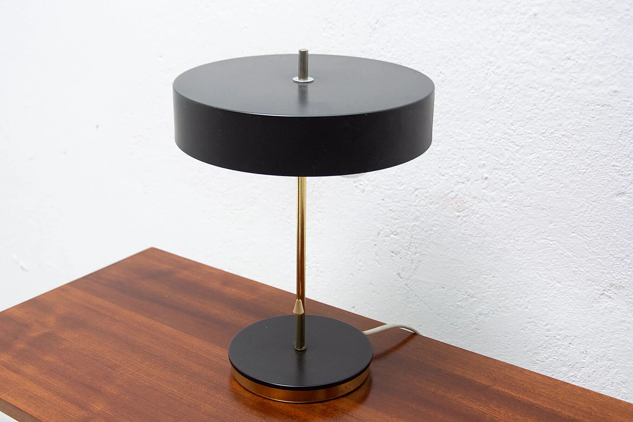 Lampada da tavolo in plastica nera e metallo, anni '60 1470938