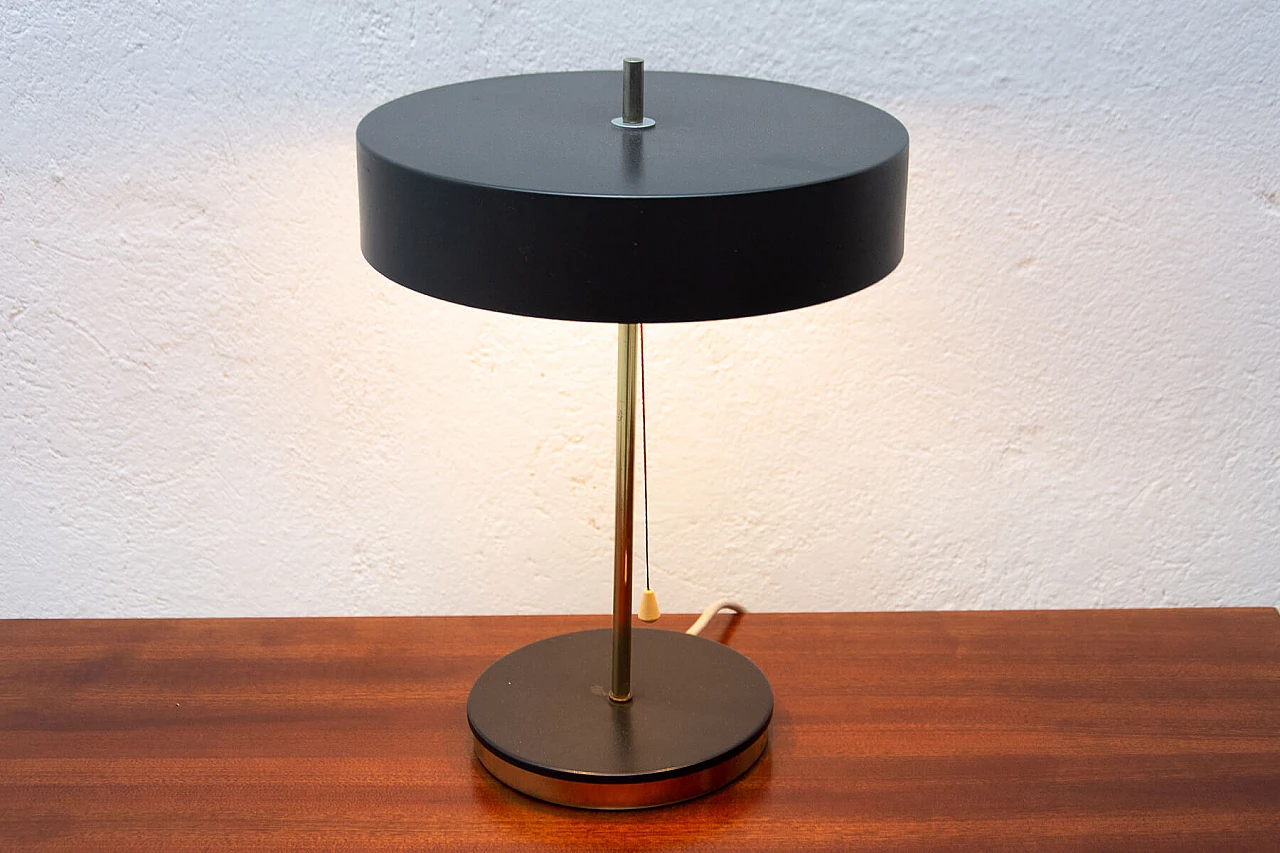 Lampada da tavolo in plastica nera e metallo, anni '60 1470946