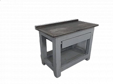 Painted wooden counter with metal top, 1960s
