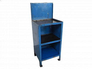 Blue workshop metal bench, 1970s