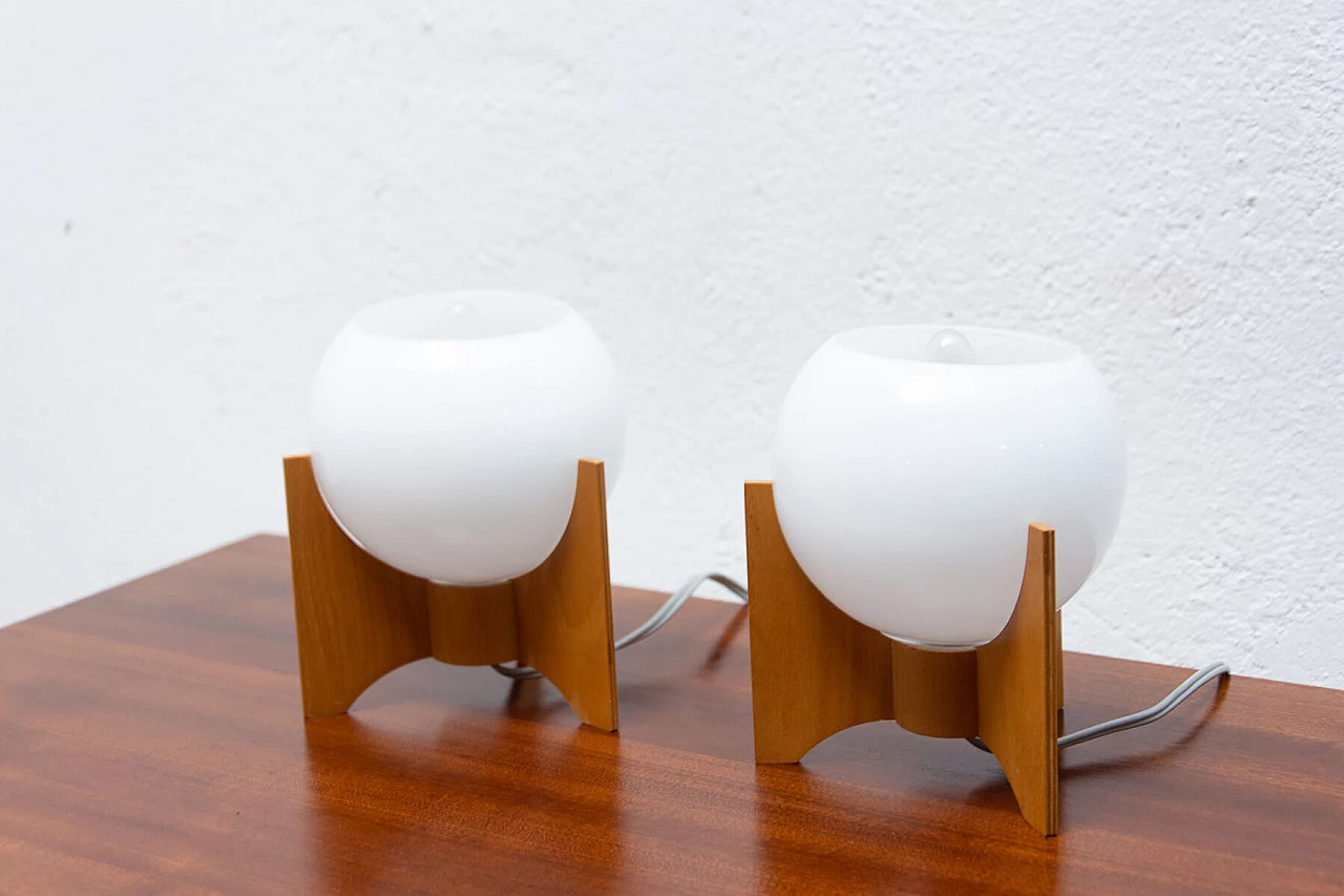 Pair of table lamps by Drevo Humpolec, 1970s 1471087