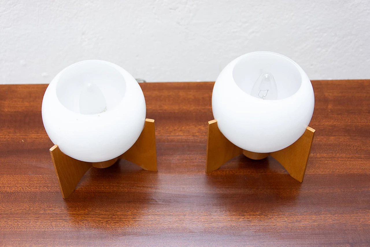 Pair of table lamps by Drevo Humpolec, 1970s 1471091
