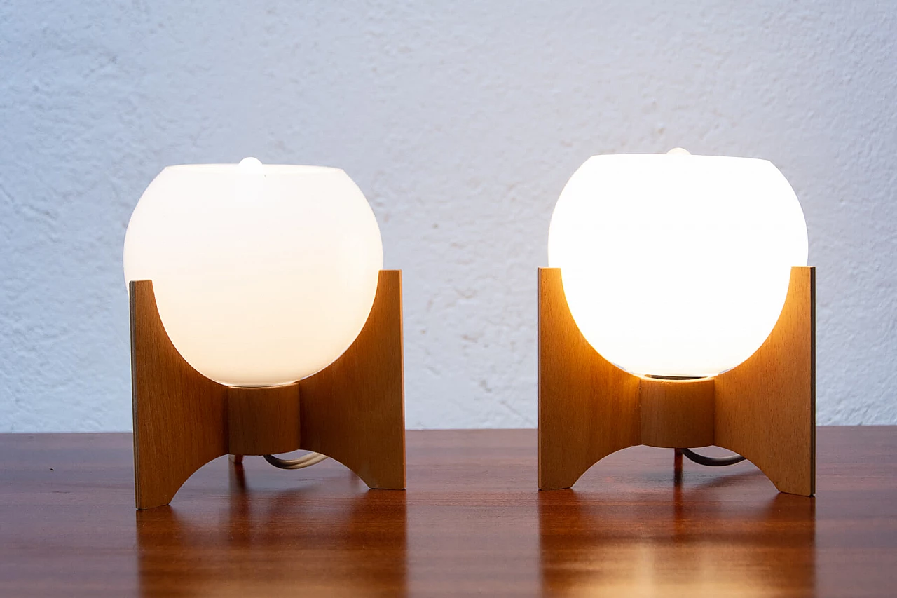 Pair of table lamps by Drevo Humpolec, 1970s 1471096
