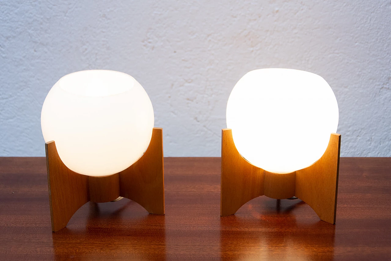 Pair of table lamps by Drevo Humpolec, 1970s 1471097