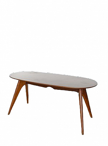 Oval wooden dining table by Ico and Luisa Parisi for Fratelli Rizzi, 1960s